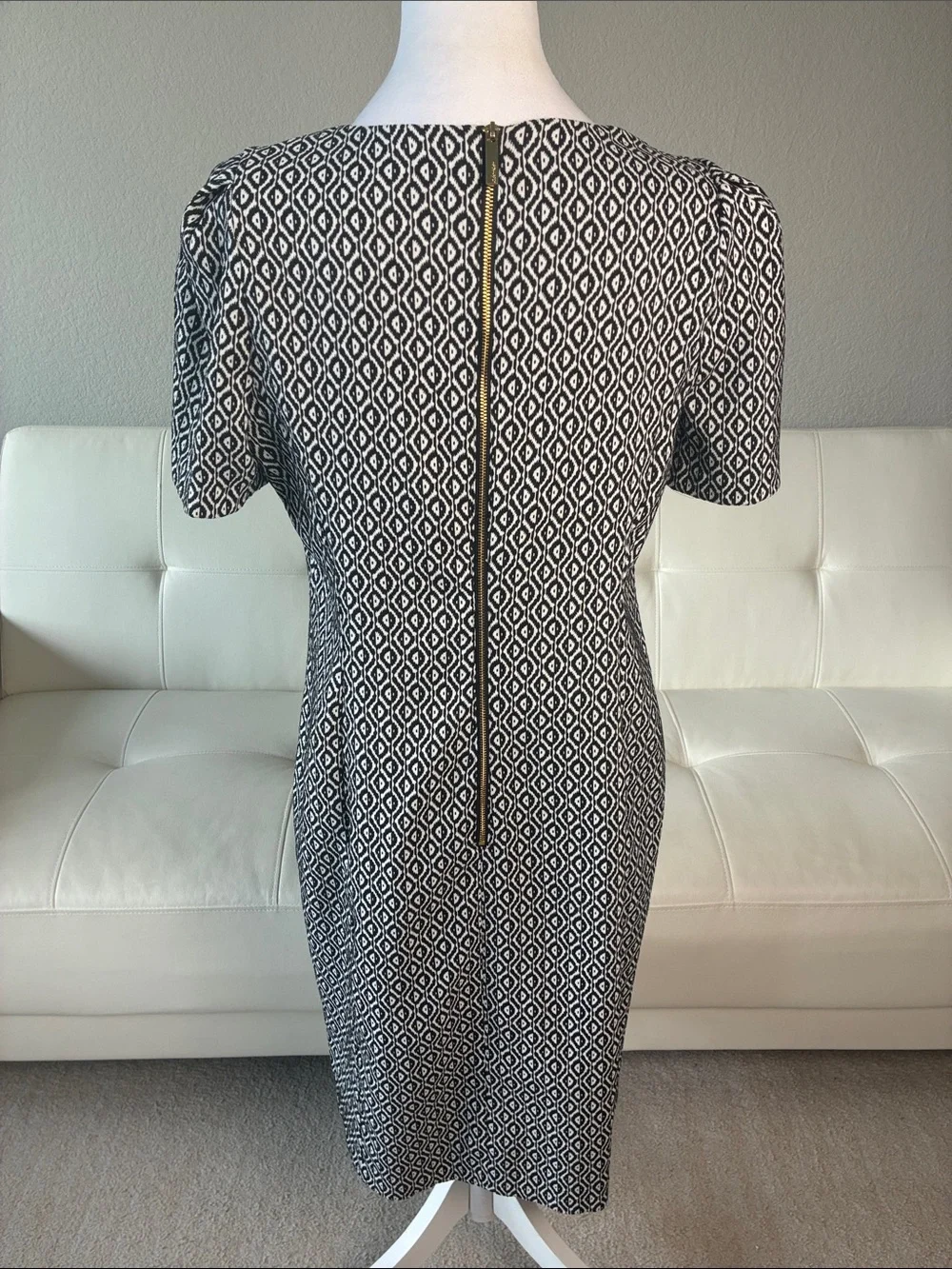 Calvin Klein Black & White Geometric Midi Dress